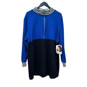 vintage Women's Tunic Rib Knit Top Size 22W Blue Black White NEW